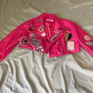Vibrant Pink Women's Jacket with Patches